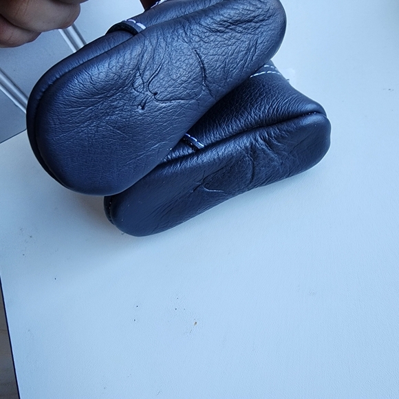 Coral Pear Genuine Premium Leather Classic Infant Moccasin Baby Navy Blue Sz 1 - Picture 3 of 6